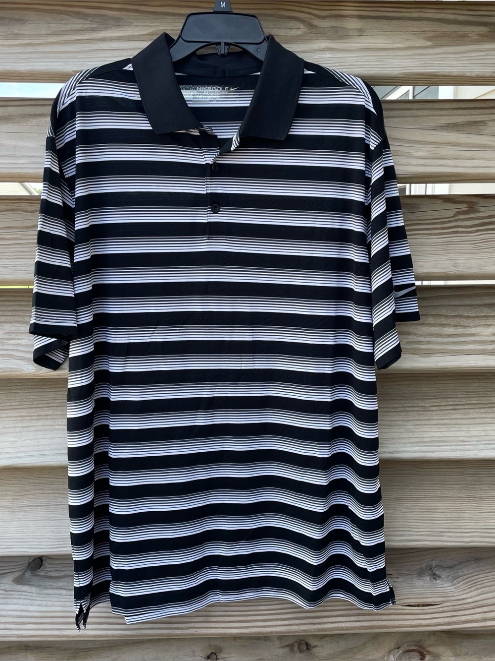 Nike Golf black, gray, white stripe short sleeve polo shirt Men XL Like New